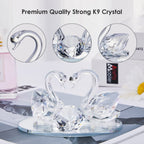 London Boutique Crystal Clear Double Swan Model, Clear Crystal Base, Twin Swan, Elegant Home Decoration, Gift in White Gift Box for All Occasions