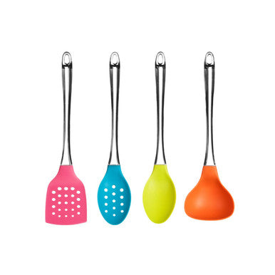 Adrix Multi Coloured 4 Piece Utensil Set with Clear Handles
