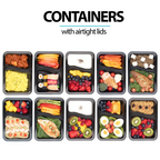 2-Compartment Reusable Containers with Airtight Lids - 887ml