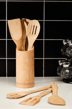 Aleki Natural Bamboo 6 Piece Kitchen Utensil Set with Holder