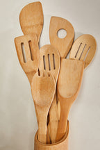 Aleki Natural Bamboo 6 Piece Kitchen Utensil Set with Holder