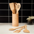 Aleki Natural Bamboo 6 Piece Kitchen Utensil Set with Holder