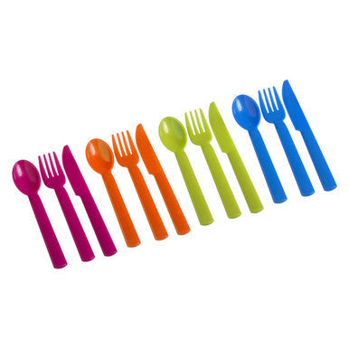 Adisa Multi Coloured Plastic 12 Piece Cutlery Set