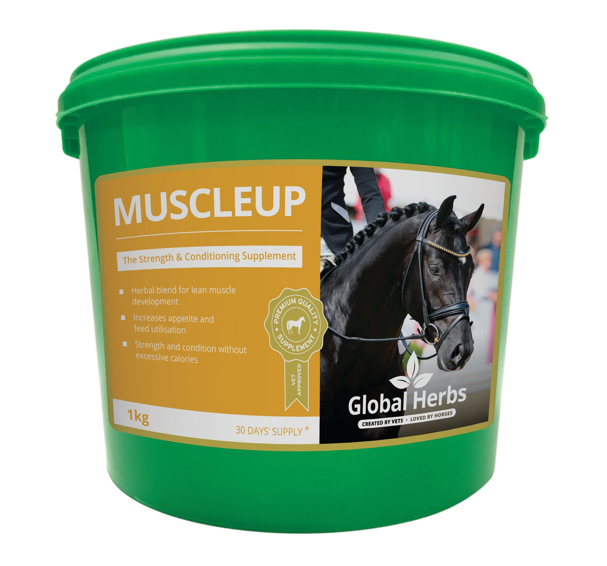 Global Herbs MuscleUp 1kg for Horses - Wellbeing Pets