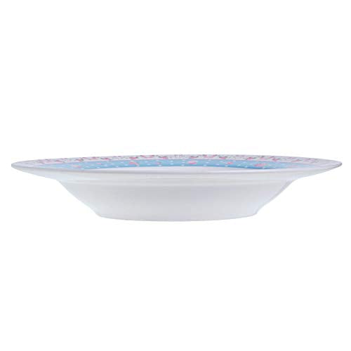 Porcelain Fine China Soup Pasta Bowls Wide Rimmed Set 4 Gift Box 9 inch 23cm (Rose Blue)