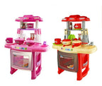 Children's educational light music cooking tableware table play house kitchen toys angle show toy play house