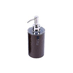 London Boutique 4 Pieces Bathroom Accessory Set Soap Dispenser Toothbrush Holder Tumbler Soap Dish White Black Brown (Black)