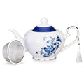 London Boutique teapot with Infuser - Tea Pot infusers for Loose Tea -700ml Capacity Perfect 2 Cup teapot -Easy Grab Handle Teapots (Rose Butterfly Navy)