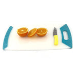 London Boutique Chopping Board - Chopping Board Set - 4 Pieces Set - Heavy Duty BPA Free - Non-Slip Rubber Feet - Blue Color - for Raw Fish - 42.5cm*25.5cm