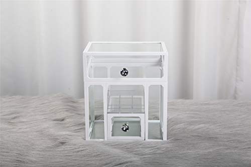 London Boutique Large Makeup Organiser Cosmetic Storage Makeup Brush Holder with Lid Dustproof Pearls (White)