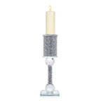 London Boutique Crystal Candle Holder Sparkle Crushed Diamond Filled Square base (2)
