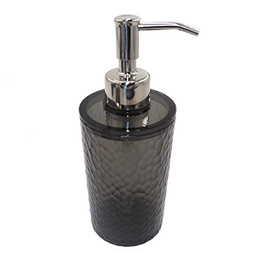 London Boutique 4 Pieces Bathroom Accessory Set Clear Soap Dispenser Toothbrush Holder Tumbler Soap dish (Clear Black)