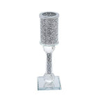 London Boutique Crystal Candle Holder Sparkle Crushed Diamond Filled Square base (2)