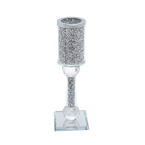 London Boutique Crystal Candle Holder Sparkle Crushed Diamond Filled Square base (2)