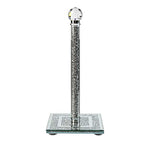 London Boutique Crystal Kitchen Roll Holders Free Standing Sparkle Crushed Diamond Filled Square base 11.8 Inches Height Gift Box