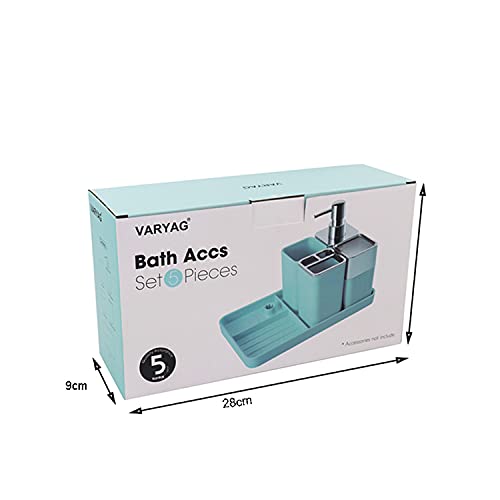 London Boutique Bathroom Accessory - 5 Pieces Set - Bath Set - Toothbrush Holder - Tumbler - Soap Dispenser - Cotton Box - Soap Dish - Organizing Tray