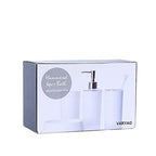 London Boutique 4 Pieces Bathroom Accessory Set Soap Dispenser Toothbrush Holder Tumbler Soap Dish White Black Brown (Black)