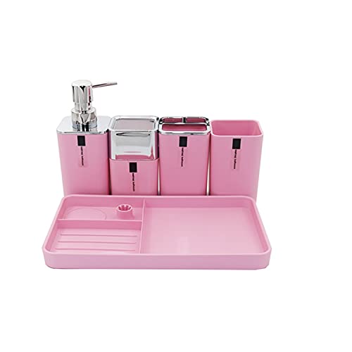 London Boutique Bathroom Accessory - 5 Pieces Set - Bath Set - Toothbrush Holder - Tumbler - Soap Dispenser - Cotton Box - Soap Dish - Organizing Tray