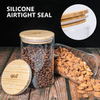 Glass Food Storage Jars with Bamboo Lids - 900 ml -  3 PACK