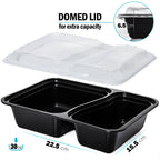 2-Compartment Reusable Containers with Airtight Lids - 887ml