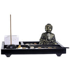 London Boutique Zen Garden Buddha Candle Holder Incense Holder white sand and decorative Stones (Buddha)