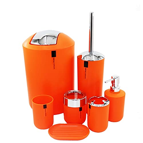 London Boutique Bathroom Accessory - 7 Pieces Set - Bath Set Bin with Lid - Toothbrush Holder - Tumbler - Soap Dish - Toilet Brush - Soap Dispenser - Cotton Box