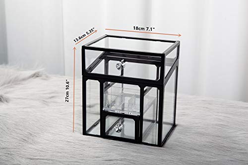 London Boutique Large Makeup Organiser Cosmetic Storage Makeup Brush Holder with Lid Dustproof Pearls (White)