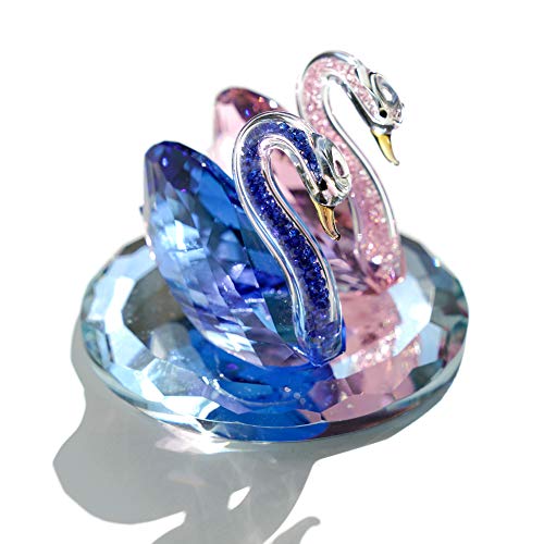 London Boutique Crystal Blue Pink Swan Wedding Couple Anniversaries Gift Present in White Gift Box