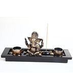 London Boutique Elephant Head Ganesha Ornament Statue Candle Holders Gift Set HY1418
