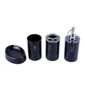 London Boutique 4 Pieces Bathroom Accessory Set Soap Dispenser Toothbrush Holder Tumbler Soap Dish White Black Brown (Black)
