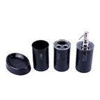 London Boutique 4 Pieces Bathroom Accessory Set Soap Dispenser Toothbrush Holder Tumbler Soap Dish White Black Brown (Black)