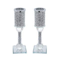 London Boutique Crystal Candle Holder Sparkle Crushed Diamond Filled Square base (2)
