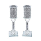 London Boutique Crystal Candle Holder Sparkle Crushed Diamond Filled Square base (2)