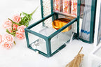 London Boutique Large Makeup Organiser Cosmetic Storage Makeup Brush Holder with Lid Dustproof Pearls (Pine Green)