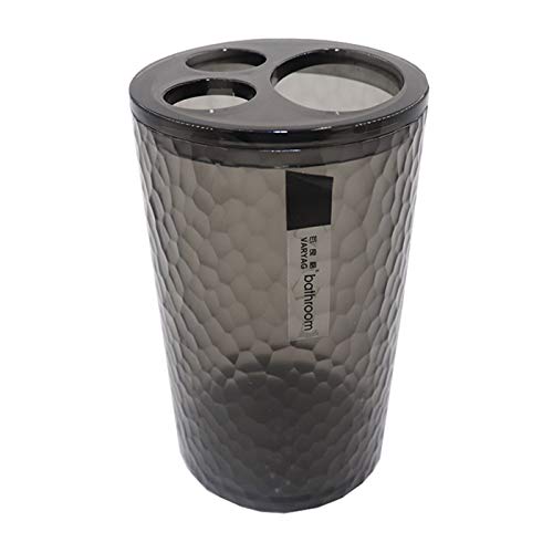 London Boutique 4 Pieces Bathroom Accessory Set Clear Soap Dispenser Toothbrush Holder Tumbler Soap dish (Clear Black)
