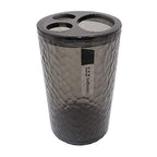 London Boutique 4 Pieces Bathroom Accessory Set Clear Soap Dispenser Toothbrush Holder Tumbler Soap dish (Clear Black)