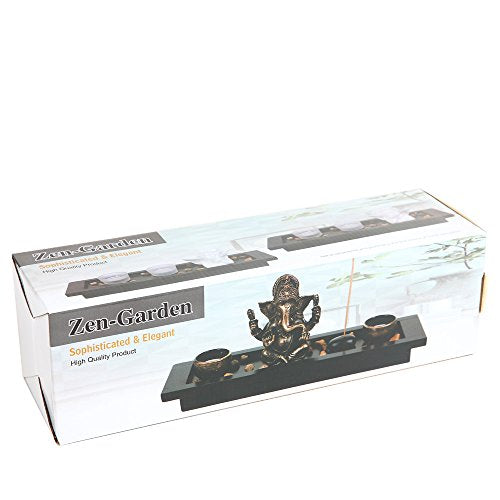 London Boutique Elephant Head Ganesha Ornament Statue Candle Holders Gift Set HY1418