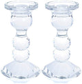 London Boutique Set 2 Decorative Gift Present Crystal Dinner Candle Tealight Candle Holder (7601-1 Dinner candle Holder)