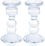 London Boutique Set 2 Decorative Gift Present Crystal Dinner Candle Tealight Candle Holder (7601-1 Dinner candle Holder)