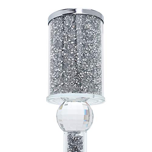 London Boutique Crystal Candle Holder Sparkle Crushed Diamond Filled Square base (2)