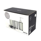 London Boutique 4 Pieces Bathroom Accessory Set Clear Soap Dispenser Toothbrush Holder Tumbler Soap dish (Clear White)