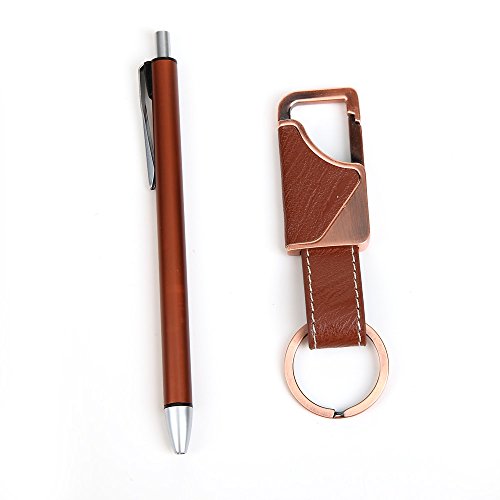 Keyring Pen Set Birthday Father Teacher Thank You Farewell Present (Brown)