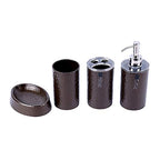 London Boutique 4 Pieces Bathroom Accessory Set Soap Dispenser Toothbrush Holder Tumbler Soap Dish White Black Brown (Brown)