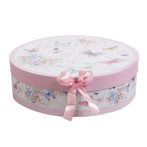 Porcelain Fine China Soup Pasta Bowls Wide Rimmed Set 4 Gift Box 9 inch 23cm (Butterflies Rose)
