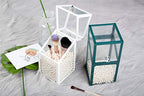 London Boutique Large Makeup Organiser Cosmetic Storage Makeup Brush Holder with Lid Dustproof Pearls (Pine Green)