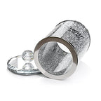 London Boutique Crystal Canister Tea Coffee Sugar Storage Jar Large Sparkle Crushed Diamond Filled Silver Metal Frame Square Shape 5.1 Inches Height Gift Box