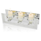 London Boutique Mirrored Candle Holder for 3 Candles – Sparkling Silver Frame with K9 Crystal Holders, Luxury Glass Tea Light & Votive Display Stand, Home Décor & Gift Idea (Round Cups)
