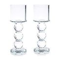 London Boutique Set 2 Decorative Gift Present Crystal Clear Cylinder Candle Holder 20cm