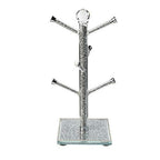 London Boutique Crystal Kitchen Mug Holders Free Standing Sparkle Crushed Diamond Filled Square base 15.7 Inches Height