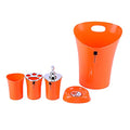 London Boutique Bathroom Accessories 5 piece Set Colour Matching Bin Soap Dish Soap Dispenser Toothbrush Holder Tumbler (Orange)